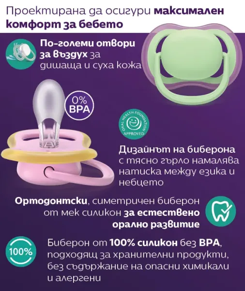 Philips AVENT Ортодонтична залъгалка 6-18м.